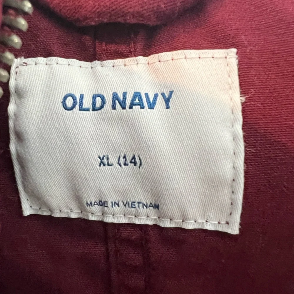 Old Navy Girls Military Field Jacket in Maroon SZ XL (14) Color is Wine stain